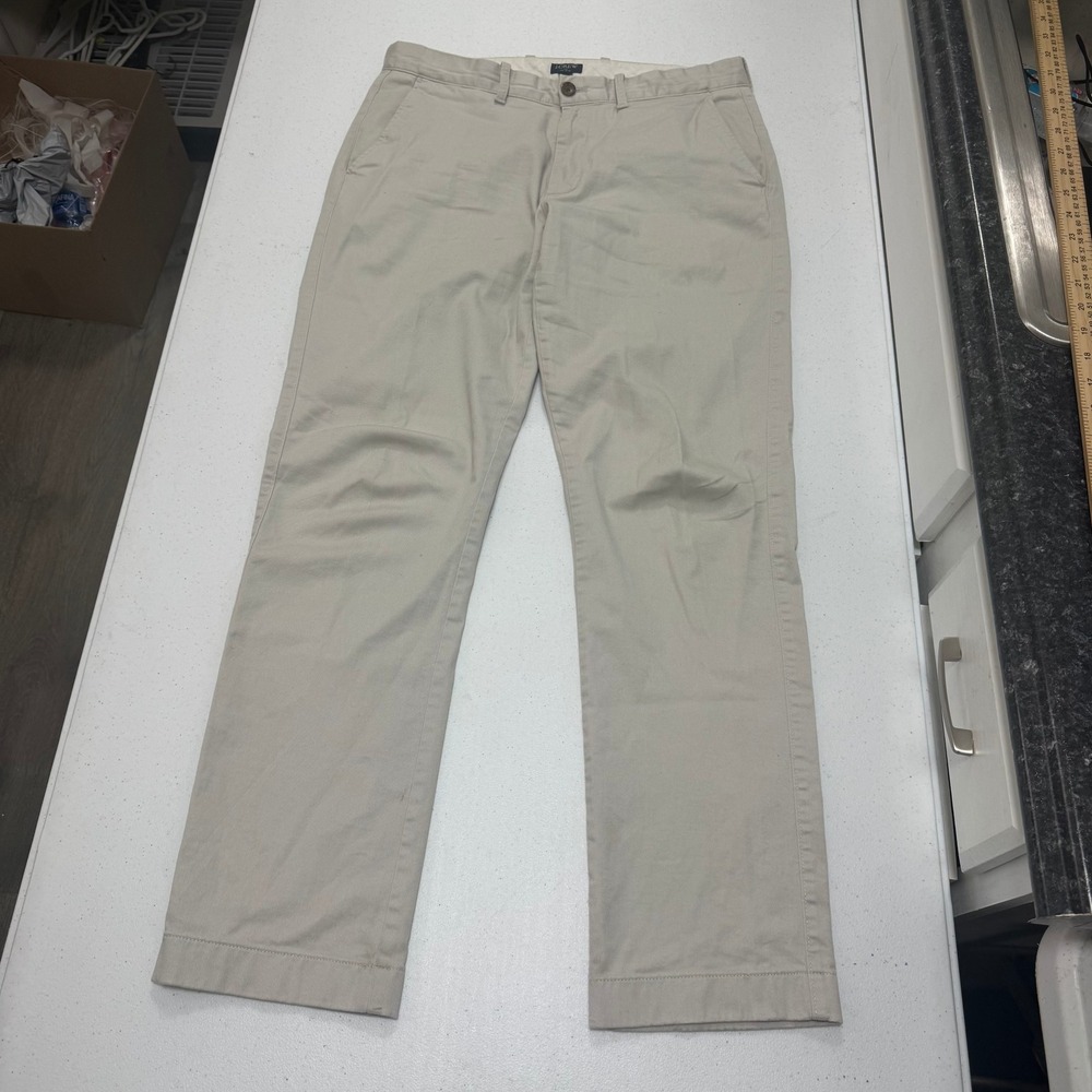 J.Crew Flex Chinos Mens W32 L32 Khaki Tan‎ Stretch Twill Straight Leg Pants